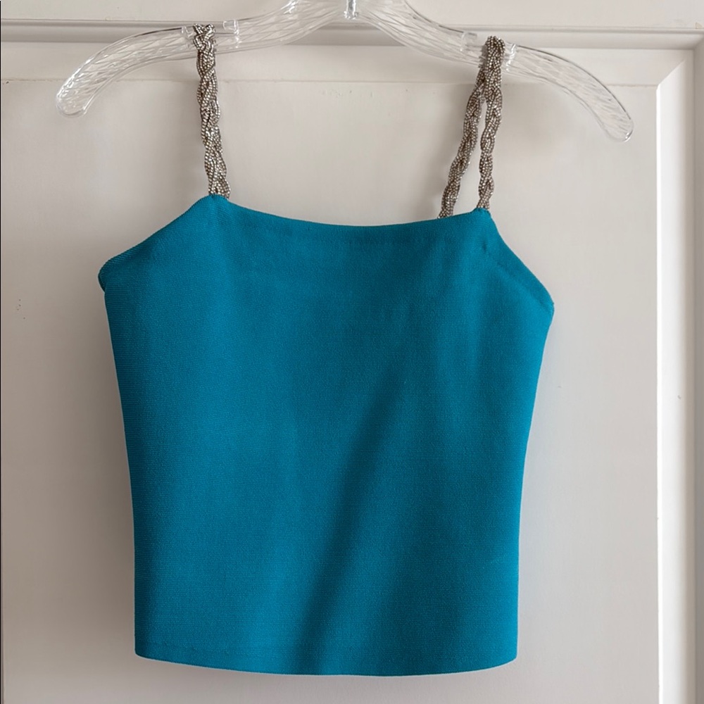 Teal HOUSE OF HARLOW Sleeveless Top with Braided Straps